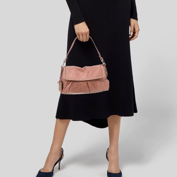 Fendi selleria flap rose iridescent gold Shoulder Bag beige leather handbag bag - Picture 3 of 3